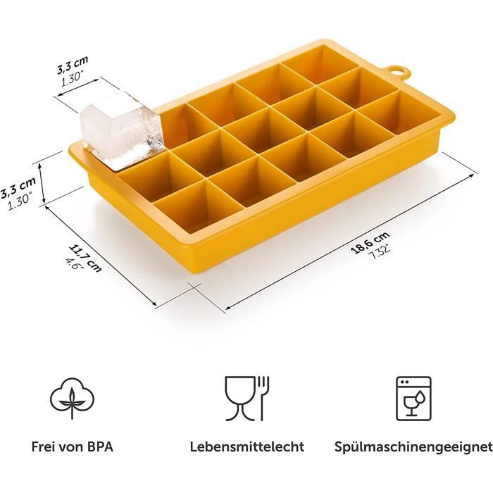 Lot De 2 Bacs à Glaçons En Silicone - 12 Glaçons De 5 Cm - Avec Couvercle, Empilables - 14