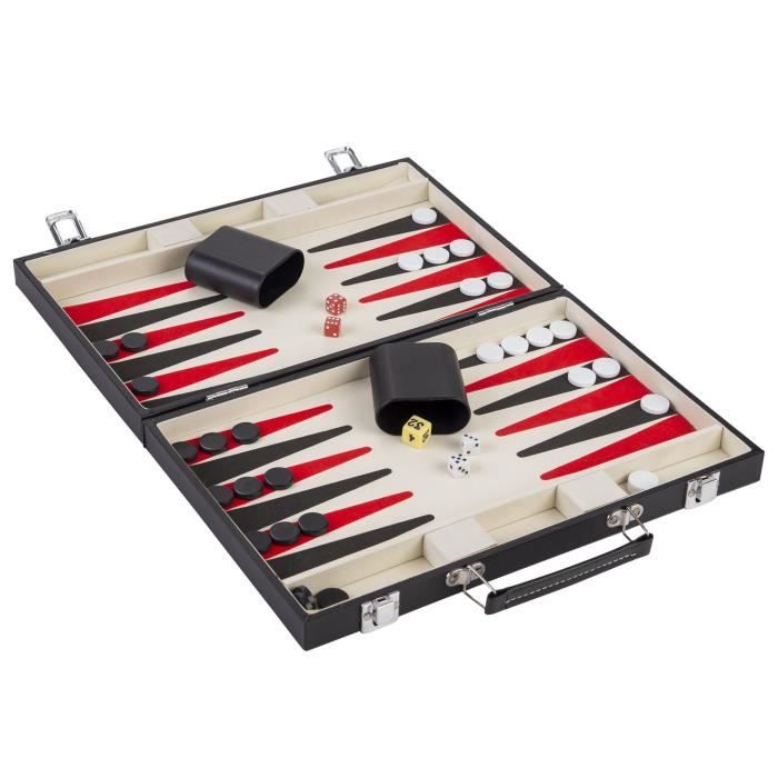 Engelhart Backgammon De Luxe 18 Pouces - Bois Noyer Verni - Jeu De Société élégant - 2 Joueurs