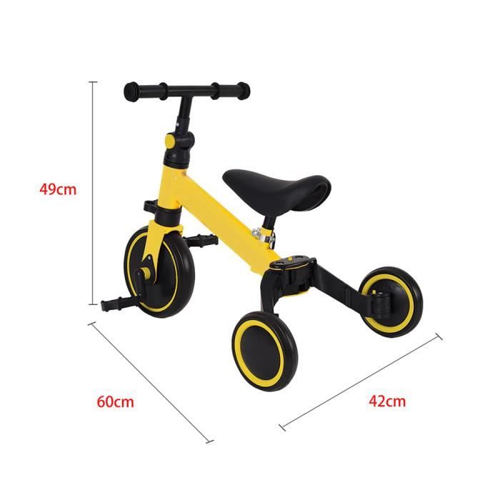 HUOLE-Tricycle pour enfant 4 en 1 avec sonnette rétroviseur Rouge, Tricycle bébé Mixte Avec Pare