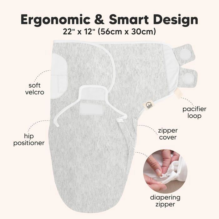 Gigoteuse Emmaillotage Bébé - Lot De 2 - Coton 100% - Fermeture éclair Double Sens - Développement Hanches - Taille 3-6 Mois (M)