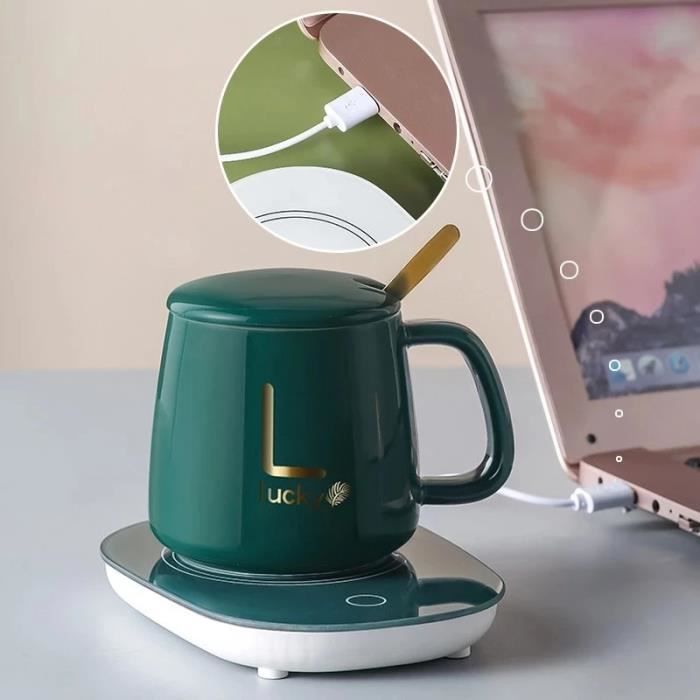 Chauffe-tasse USB avec commutateur de capteur de gravité Hiver 55c  Température constante Tasse à café Plus chaud De bureau Chauffe-tasse  électrique Pour Café Lait Thé Eau Offi