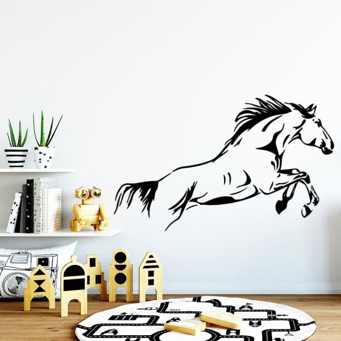 1 M 28cm Cheval créatif autocollant mural stickers muraux pour enfants  chambre salon décoration cheval papier peint décor à la mais - Cdiscount  Maison