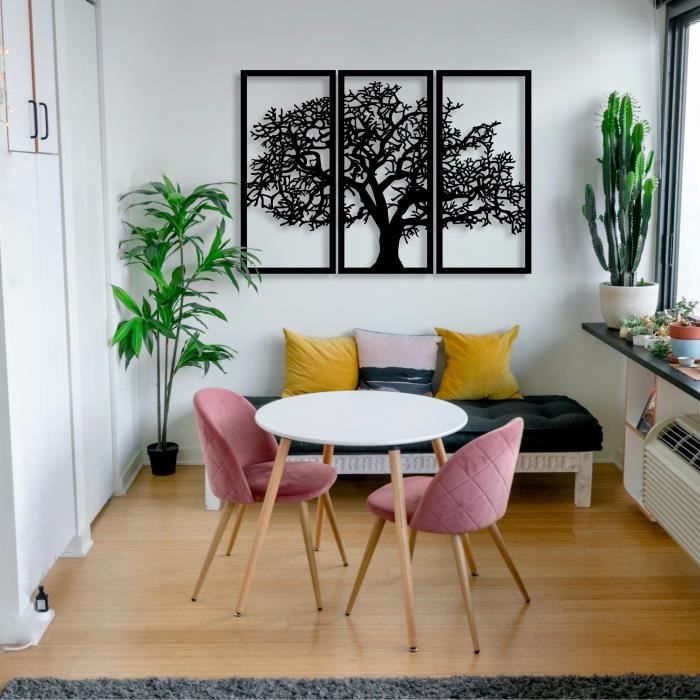 Décoration Murale Arbre De Vie Métal - 49cm - Noir - Pour Intérieur/Extérieur - Pduoduo