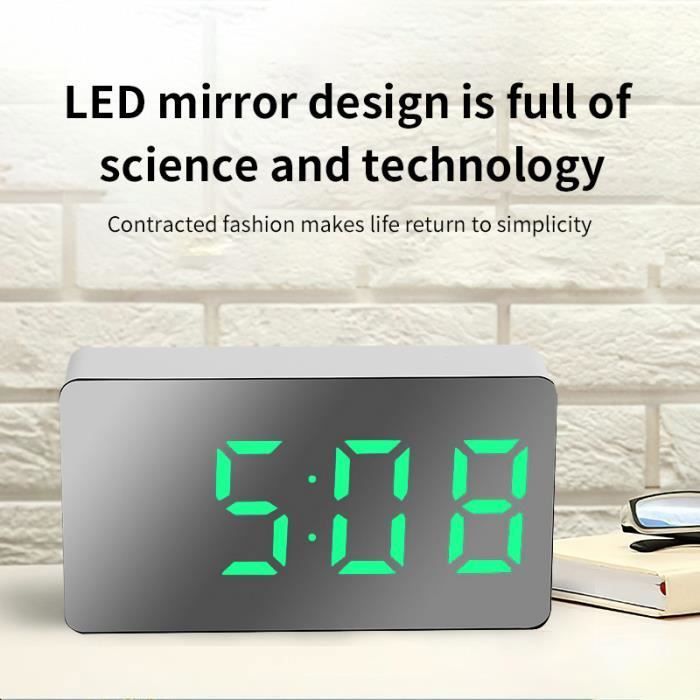 HORLOGE MIROIR DOUBLE puissance DEL réveil numérique de bureau avec