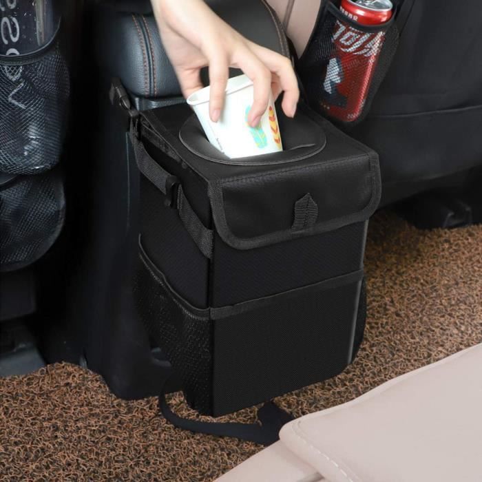 Sac poubelle multifonctionnel pour voiture avec boucle magnétique,Poubelle  de sac de rangement de voiture Poubelle de voiture portable LED