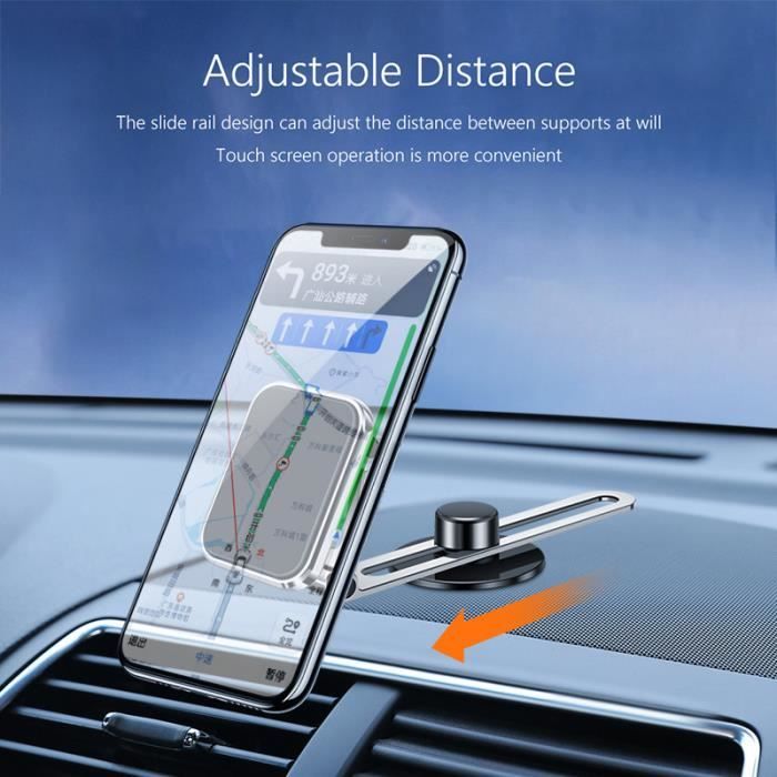 Support Magnétique Ventouse Pour Téléphone Voiture - Rotation 360°, 16 Aimants N52 - Compatible IPhone/Android (noir)