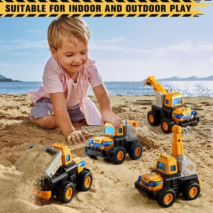 GXGM Lot De 4 Engins De Chantier Mini – Excavatrice, Bétonnière, Benne, Sans Piles, Dès 2-6 Ans !