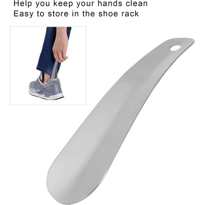 Chausse-Pied Long Métal 58cm - Pour Personnes Âgées Ou Enceintes - Évite De Se Pencher - Poignée Cuir