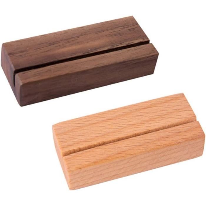 2 Pièces Porte-Nom En Bois Hêtre - Présentoir Cartes De Visite Bureau Et Conférence