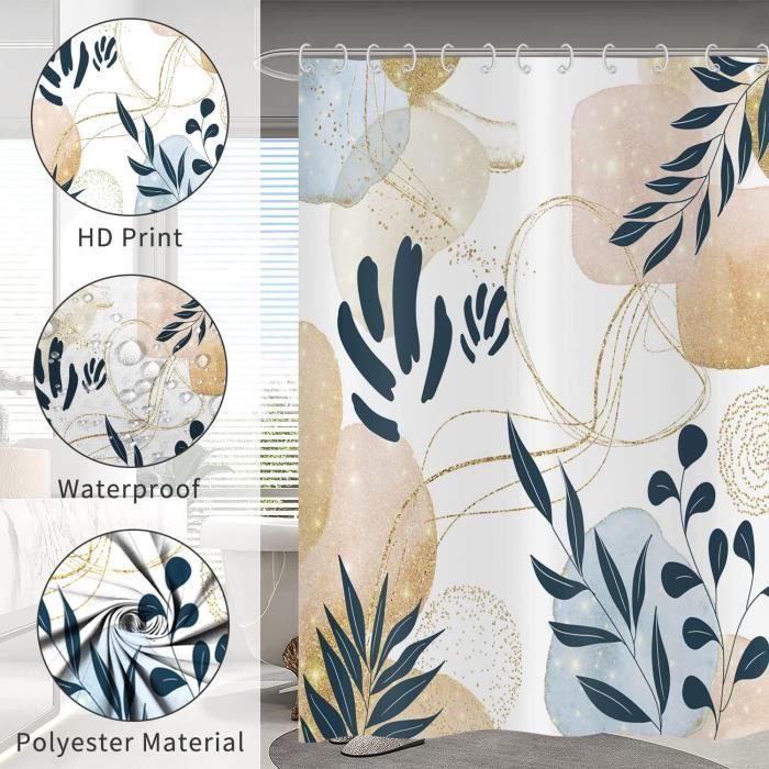 Rideau De Douche Boho 180x200 Cm - Motif Montagnes Abstrait, Tissu Polyester étanche, Lavable