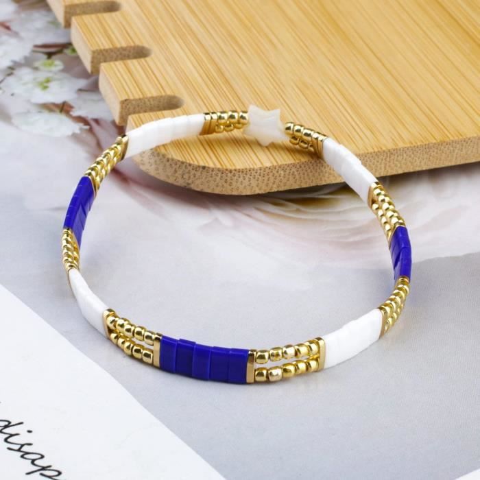 Bracelet élastique perles rectangulaires miyuki tila femme 0223093