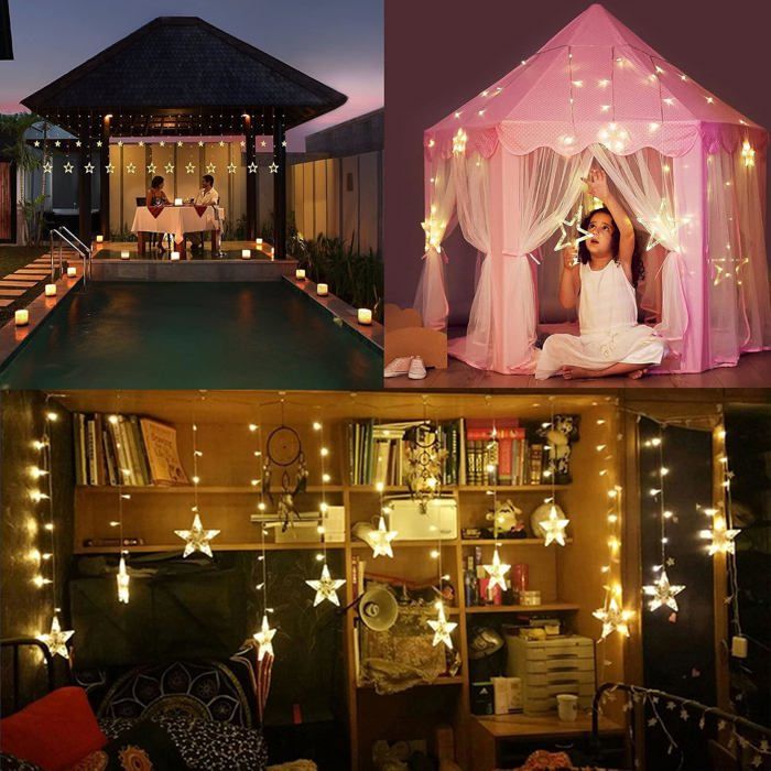 Guirlande Lumineuse Rideau 138 LED - 8 Modes éclairage + Minuterie - Étanche IP44 Pour Intérieur/extérieur - Décoration Noël, Mariage, Fête