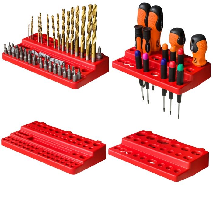 Panneau D'atelier BOTLE 156 X 78 Cm Avec 22 Boîtes – Rouge Et Noir – Range-outils Malin