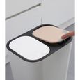 Poubelle avec Double Compartiment Poubelle avec Couvercle Systèmes de tri des déchets pour Cuisine, salle de bain,Blanc-0
