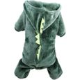 1set Pet Manteau Costume chien mignon Pyjama vêtements à capuche Coral Puppy molleton Taille L (Dinosaur)-0