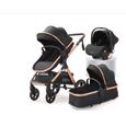 Belecoo poussette 3 en 1 pour bébé facile à plier multifonctionnelle Portable siège de sécurité black-0