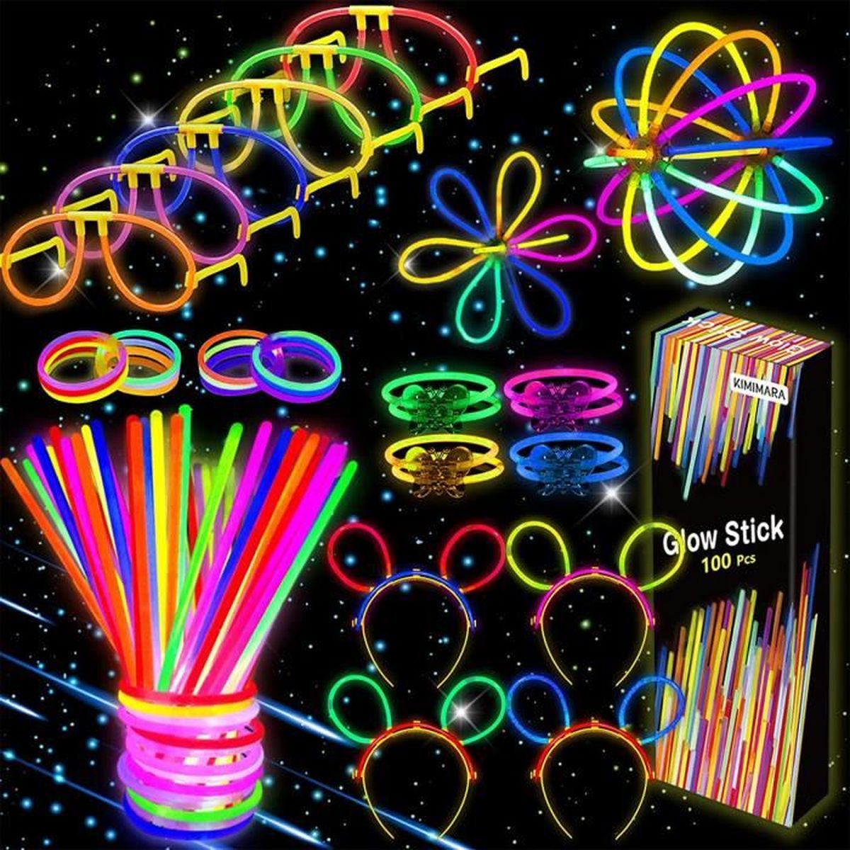Lot de 100 Bracelets FLuorescents Lumineux couleur Rouge, 100 Connecteurs inclus, Bracelet couleur fluo idéalRouge - Beaux-Arts et Loisirs créatifs
