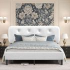 YIDATONG Cadre de Lit 160x200 cm, Sommiers de Lit Métal Avec Tête de Lit et Capitonnée, Structure de Lit Assemblage Facile, Structure Solide