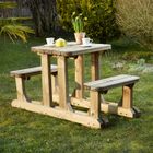 Table pique-nique en bois - CEMONJARDIN - 2 places - Robuste - Marron