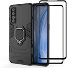 NOVAGO Coque résistante - OPPO - Find X2 Neo - Anneau anti chute - 2 Films protection écran - Verre trempé 3D