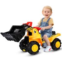 COSTWAY Tracteur pour Enfant Jouet Pelle avec 4 Boutons Sonores , avec Compartiment de Rangement Intégré pour Enfant