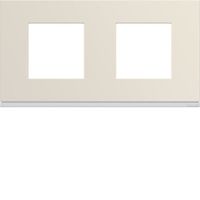 Plaque de finition 2 postes horizontale Gallery - Entraxe 71mm - Blanc dune - WXP0312 - Hager