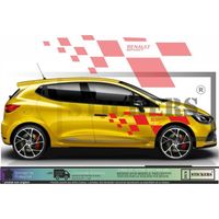 Renault Racing RS sport damiers latérales - ROUGE - Kit Complet  - Tuning Sticker Autocollant Graphic Decals