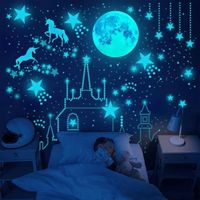 Licorne Étoile Lumineuse Plafond Stickers Mural Licorne Lumineux  pour Chambres D'enfants Filles Chambre Plafond Décor Bleu