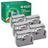 Rubans d'étiquette compatibles MK231 M-K231 GREENSKY pour Brother - Noir sur Blanc - Lot de 5