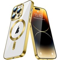 Coque MagSafe pour iPhone 15 pro max avec Bords Chromés et full Caméra Protégée gold or
