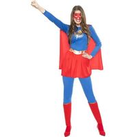 Déguisement Super Heroine bleu et rouge pour femme