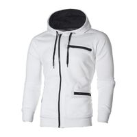 Sweatshirt à Capuche Hoodies Homme Manches Longues Style décontracté Basique Sweat Sport Fitness Blanc