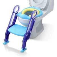 NAIZY Réducteur de WC, Siège de toilette avec escalier pliable - Hauteur réglable pour enfants de 1 à 7 ans - Bleu et violet