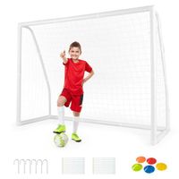 COSTWAY But De Foot 2-en-1 – 215x152 Cm, Toile Cible 5 Zones Amovible, Structure Métal Renforcé, Pour Jardin Et Entraînement