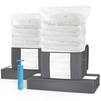 Lot de 4 sacs de rangement sous vide avec pompe manuelle pour couettes, couvertures, vêtements, oreillers, 80 % de rangement en plus (80 x 110 cm Lot de 4 sacs de rangement sous vide avec pompe manuelle pour couettes, couvertures, vêtements, oreillers, 80 % de rangement en plus (80 x 110 cm