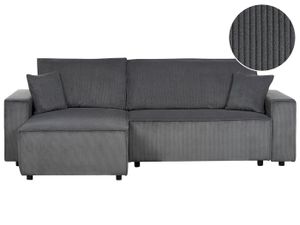 CANAPE CONVERTIBLE Canapé-lit d'angle à droite en velours côtelé gris