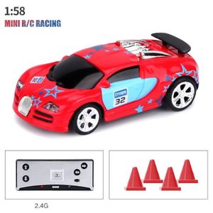 VEHICULE RADIOCOMMANDE Rouge - Mini voiture de course radiocommandée RC Coke Can, graphite G, 1-58, télécommande, lumière LED, capte