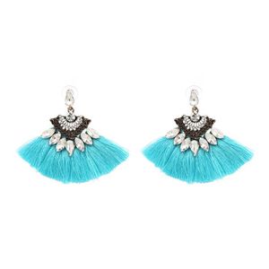 Boucles D'oreilles Pompons Éventail Strass - Violet Bordeaux - NEUVES Sans Emballage - Style Bohème