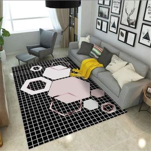TAPIS tapis industriel carpette chambre Tapis de salon noir rectangulaire anti-fouling résistant à l'humidité 60x90cm[4457]