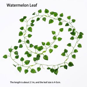 FLEUR ARTIFICIELLE Décoration florale,230cm vert artificiel suspendus lierre feuille guirlande plantes vigne bricolage - Type Watermelon Leaf 2.1m