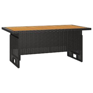 TABLE DE JARDIN  BETTEVE Table de jardin noir 100x50x43-63 cm acacia et résine tressée