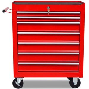 DIABLE L-18031-Pwshymi-Chariot à outils d'atelier avec 7 tiroirs Rouge