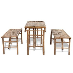 Ensemble table et chaise de jardin XID Table avec 2 bancs 100 cm Bambou
