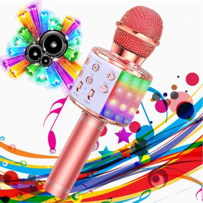 Microphone karaoké WS-668 - sans fil - Bluetooth - portable - lumières  colorées LED