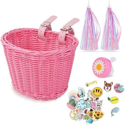 Panier De Vélo Avant Pour Enfant - En Plastique PP, Dimensions 25x19x14 Cm - Avec 2 Sangles De Fixation - Pour Vélos Et Tricycles
