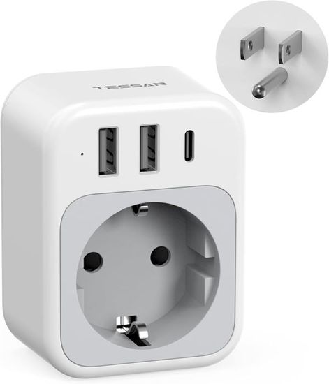 Xmart 4 Pièces Adaptateur Voyage Blanc Adaptateur Prise USA