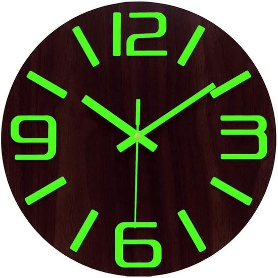 30cm Horloge Murale Lumineuse - Pendule Murale Fluorescente Silencieuse - Grande Horloge Murale D&eacute;corative pour Cuisine,310