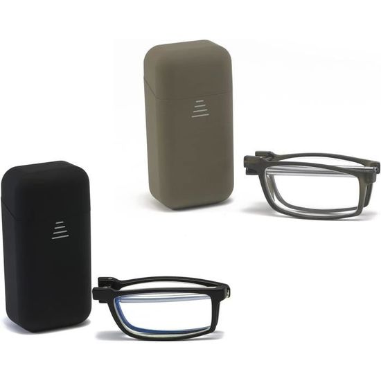 KoKoBin 2 Paires Lunettes De Vue Lecture Demi Lune ,Lunette Pour Lire Mince Demi-Monture En Métal, Printemps Charnières Lunette Femme Et Homme (noir, Gris) 1.0