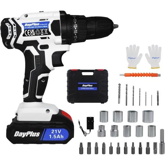 Perceuse-visseuse Sans Fil 21V - 24 Niveaux De Couple + Accessoires - Neuve - Rouge