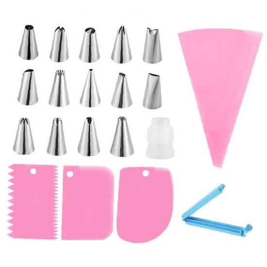 ABMBERTK Buses givrage lacier inoxydable Ensemble de buse avec Une Poche à douille de Silicone de glaçage et de décoration de Dessert 